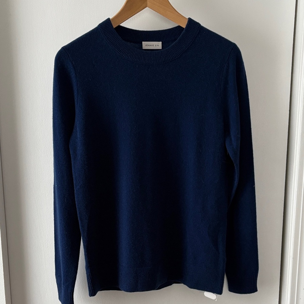 Jennie Liu Blue Cashmere Crewneck Sweater M
